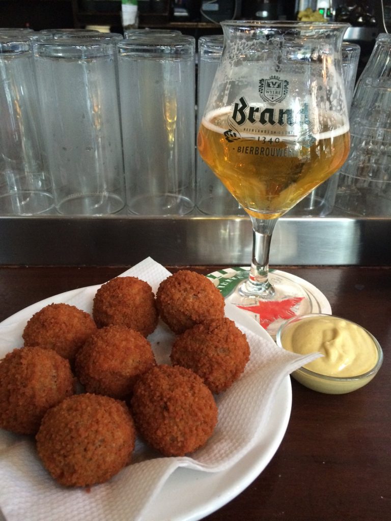 Bitterballen and Brand beer, De Blaffende Vis, Amsterdam, the Netherlands