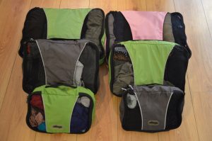 Clothing in packing cubes
