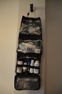 Hanging toiletry bag