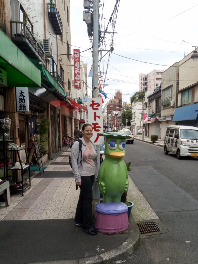 With the Kappabashi mascot, Asakusa, Tokyo, Japan