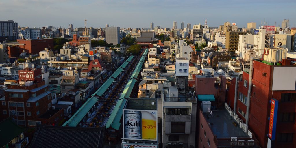 View of Asakusa from Asakusa Culture and Tourism Center, Tokyo, Japan