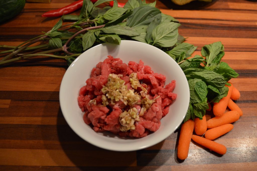 Beef marinating for bún bò Köln