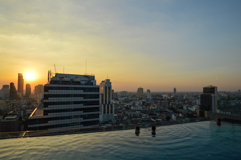View from the Amara Bangkok rooftop pool, Thailand