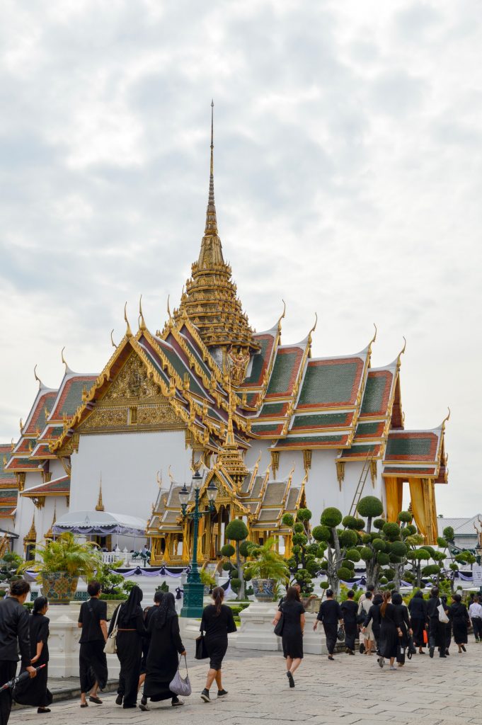 Mourners at the Grand Palace in Bangkok, Thailand