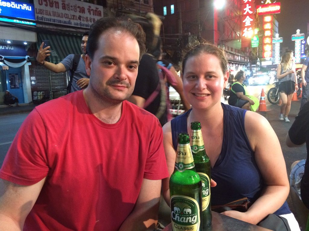 Drinking Chang beer, Bangkok, Thailand