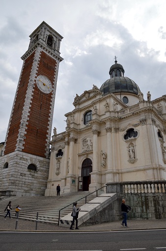 A white church and a red tower: Church of St. Mary of Mount Berico in Vicenza