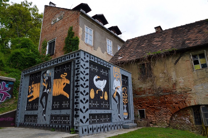 Mural on a building in the Art Park on the way to Zagreb Upper Town