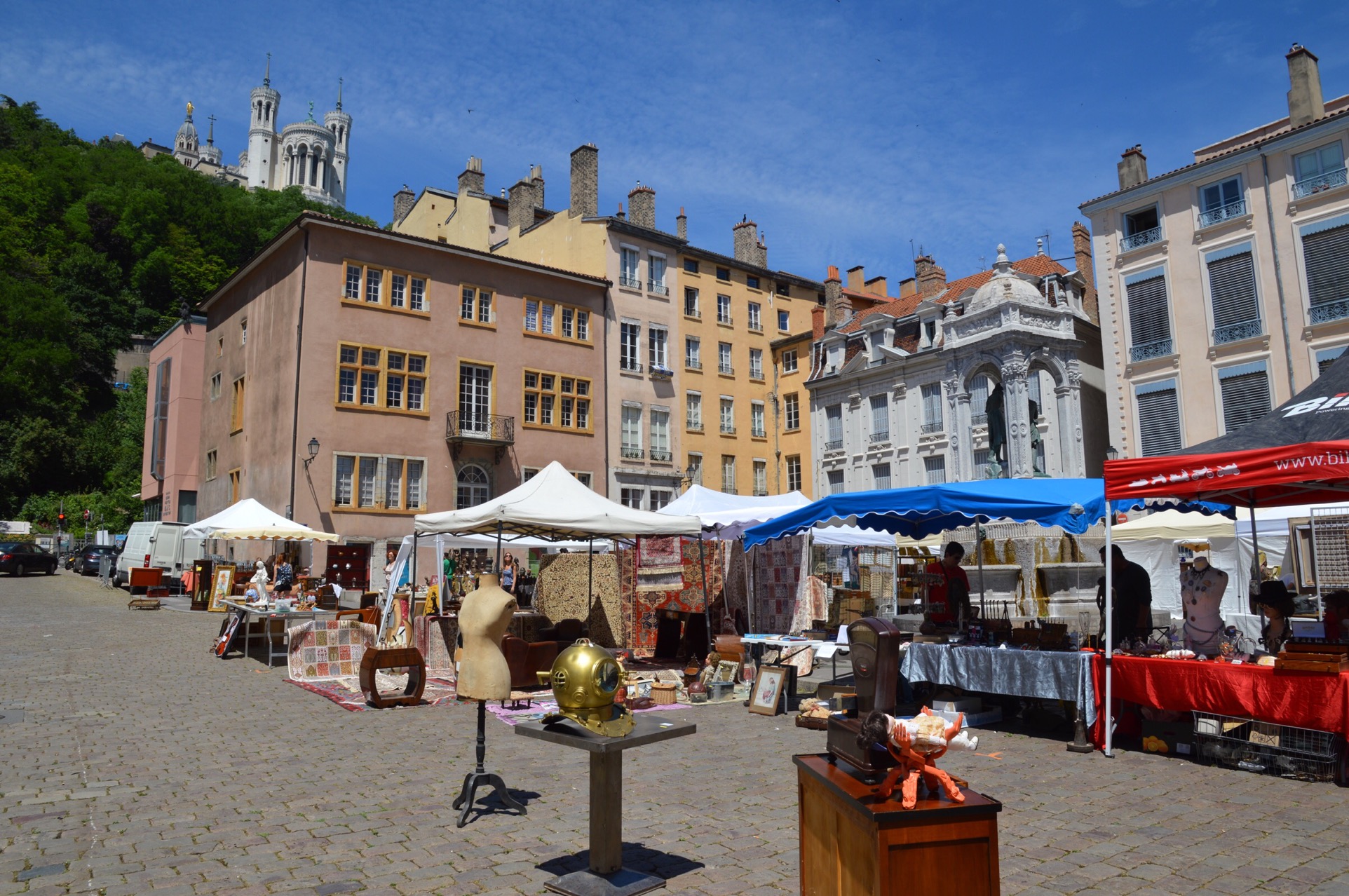 Flea market, Place Saint-Jean, Vieux-Lyon, Lyon, France