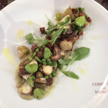 Food and herbs on a plate from one of the restaurants in Nice