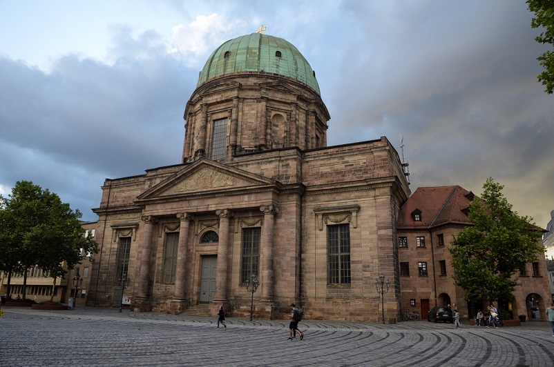 A very grand domed building, St. Elisabethkirche in Nuremberg