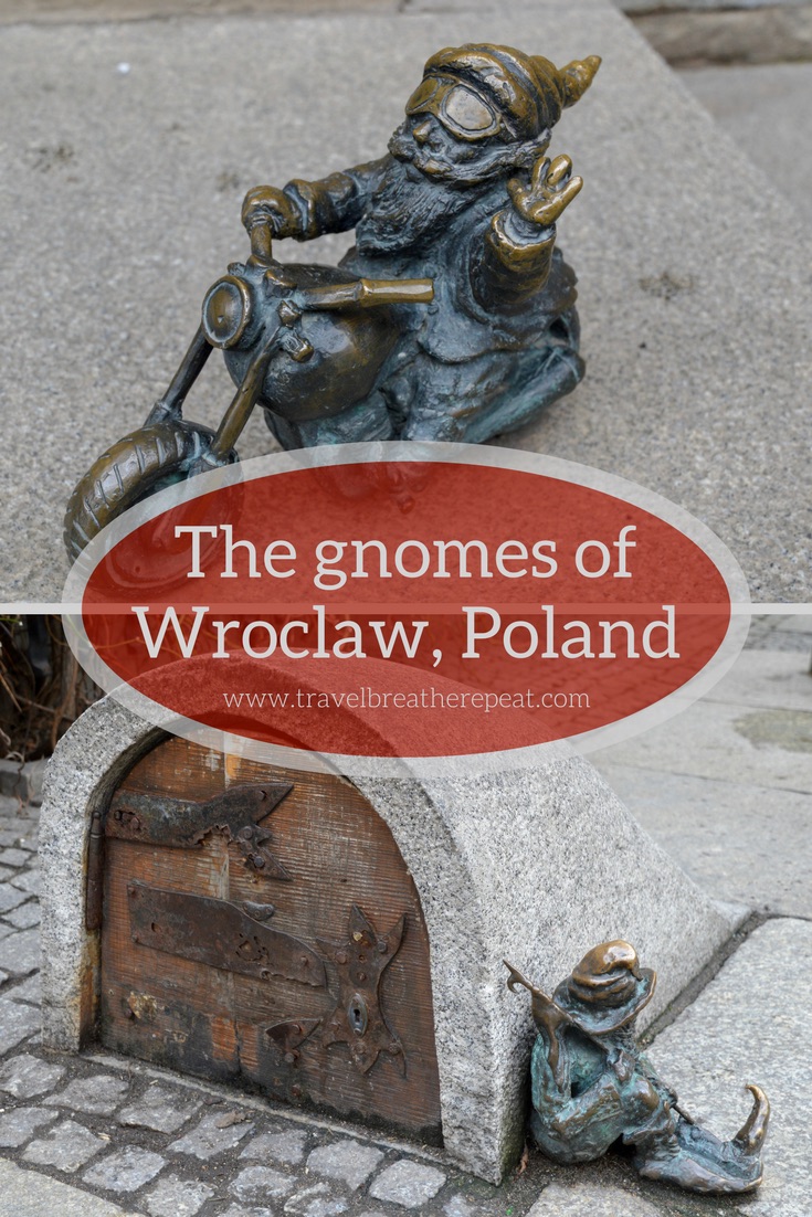 All about the gnomes of Wroclaw, Poland; history of the Wroclaw gnomes; pictures of Wroclaw gnomes; Wroclaw krasnale