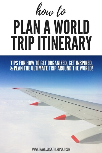 Planning a world trip itinerary: tips for how to get organized, get inspired, and plan the ultimate trip around the world #travel #travelinspiration #tripplanning #travelplanning #triparoundtheworld #rtw #roundtheworld