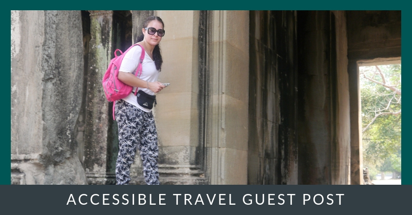 Woman on a wall, text reads: accessible travel guest posts