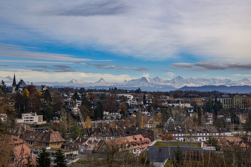 View of the Swiss alps in Bern, Switzerland