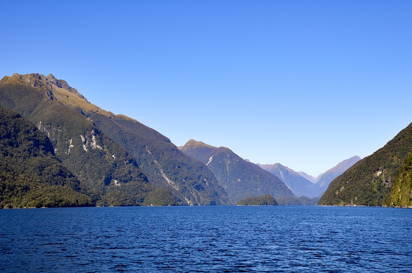 Mountains and water as seen from a Doubtful Sound cruise