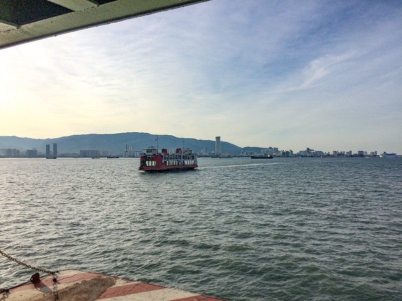 Ferry on the water going from Butterworth to George Town in Malaysia 