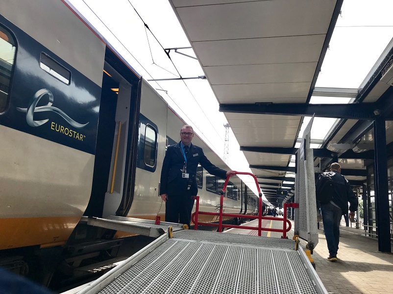 The wheelchair ramp leading to the Eurostar train