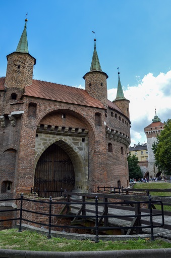 A gate that looks like a small castle, Barbican in Krakow