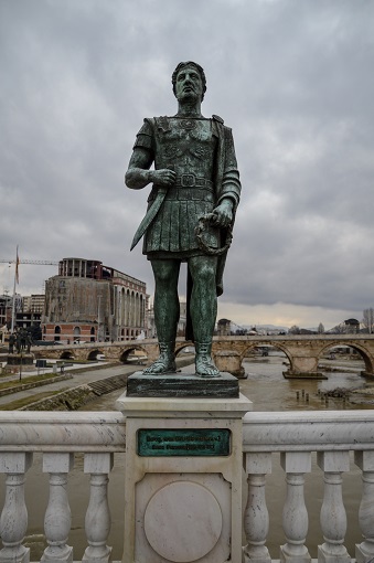 Statue of a warrior in Skopje