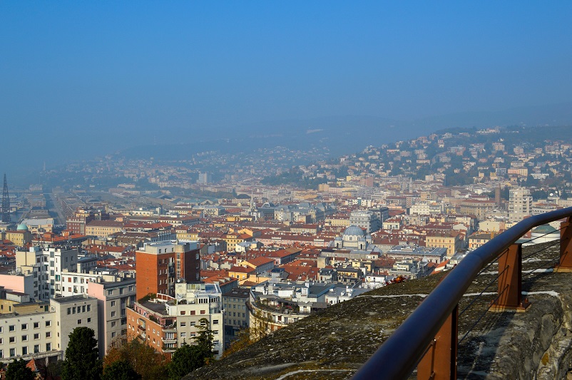 Hazy view out over Trieste and part of Adriatic