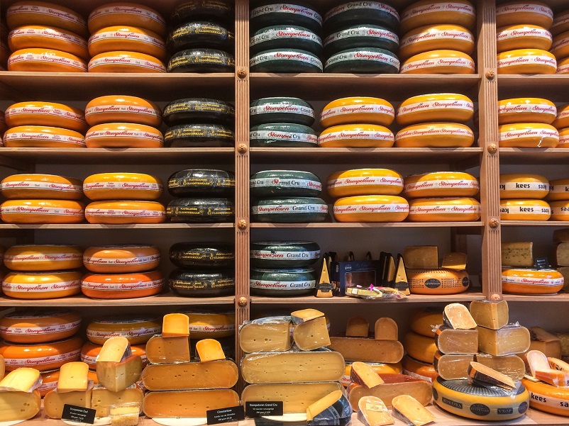 Wall of cheese in the Netherlands