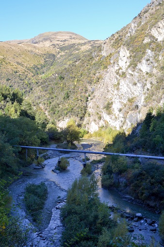 Pipeline over the Arrow River in Arrowtown, NZ