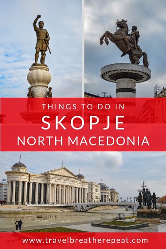 Things to do in Skopje, North Macedonia including statues, architecture, and restaurants; #skopje #macedonia #northmacedonia #europe #balkans #travel #travelinspiration