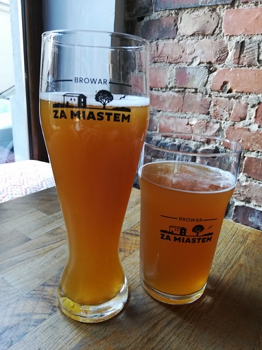 Two glasses of light colored Polish craft beer at Na Winklu in Poznan