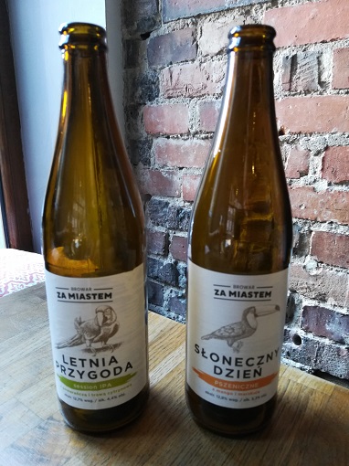 Two bottles of Polish craft beer at Na Winklu in Poznan