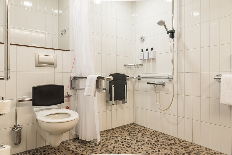 Wheelchair accessible bathroom at the Scandic Berlin Potsdamer Platz