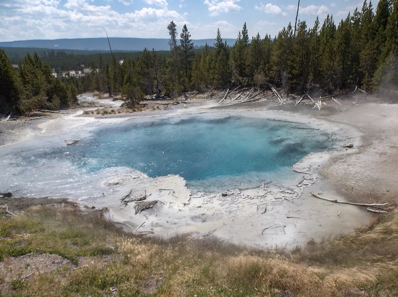 Morning Glory Pool - a steaming hot spring at Yellowstone National Park