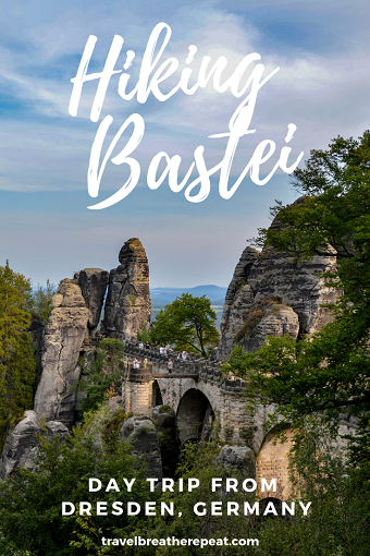 Day trip from Dresden to Bastei: hiking to Bastei Bridge. Hiking report includes level of difficulty and accessibility. #bastei #germany #basteibridge #saxonswitzerland #saxony #dresden #europe #travel #hiking #outdoors
