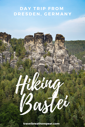 Day trip from Dresden to Bastei: hiking to Bastei Bridge. Hiking report includes level of difficulty and accessibility. #bastei #germany #basteibridge #saxonswitzerland #saxony #dresden #europe #travel #hiking #outdoors