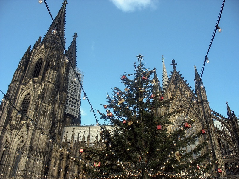 Tree in front of the cathedral at one of the Cologne Christmas Markets