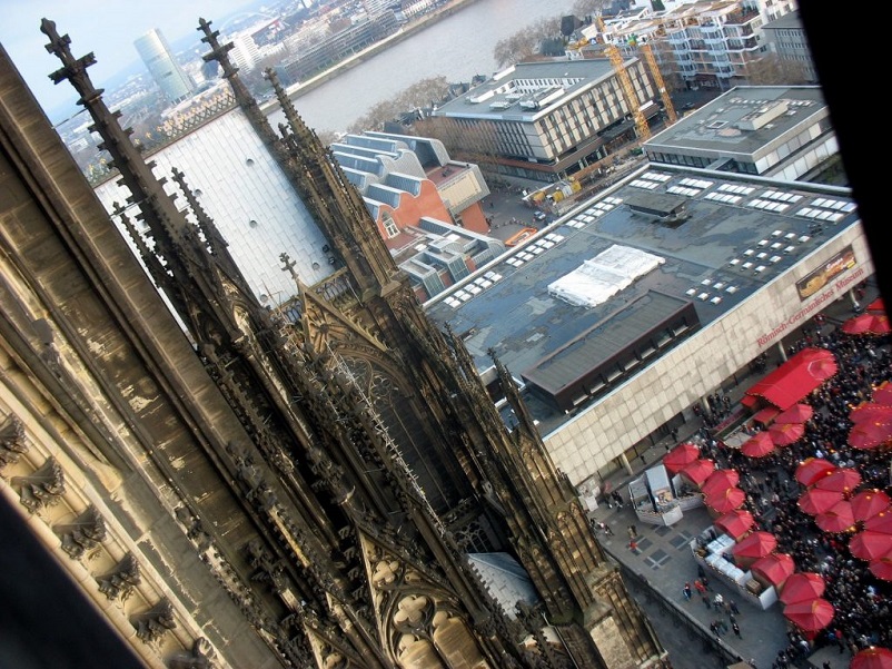 View of Cologne Christmas Market from inside the Dom