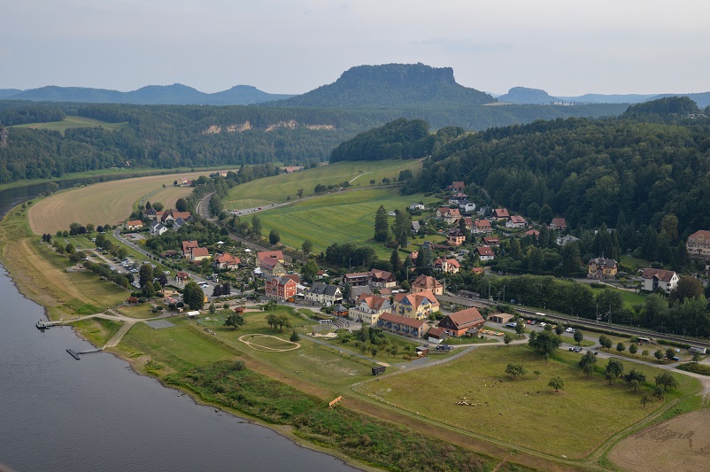 View of the Elbe River and Saxon Switzerland seen from our Bastei Bridge hike