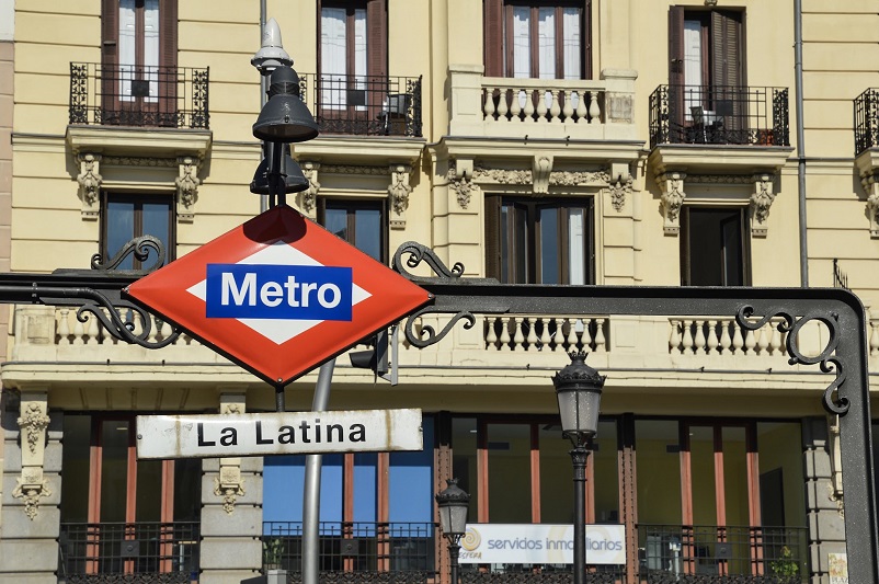 Metro sign at La Latina station in Madrid