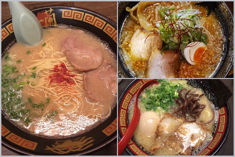 Three pictures of ramen in Japan