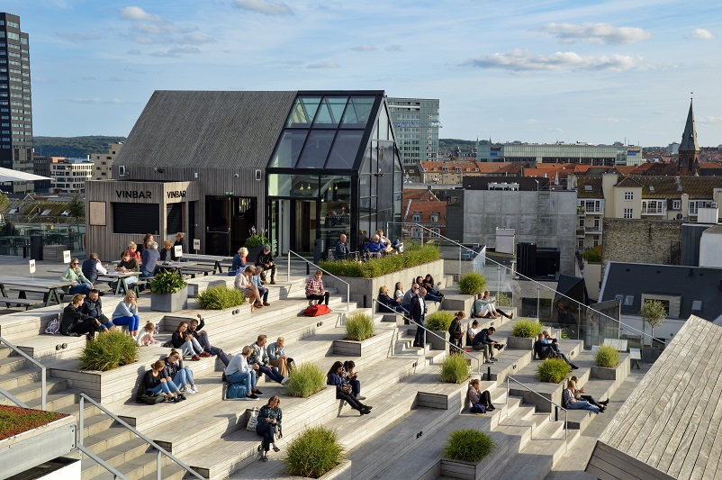 Stepped rooftop of Salling Mall in Aarhus