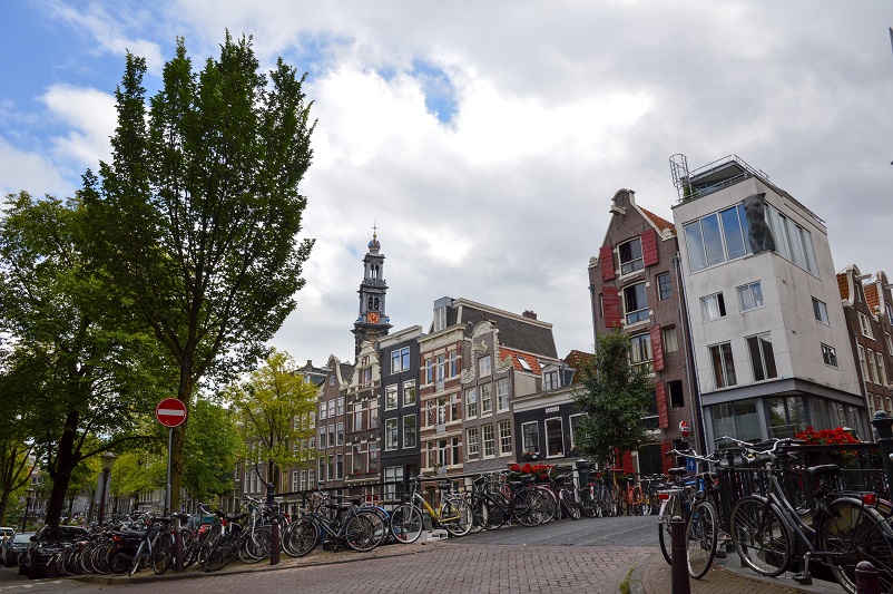 Bikes lining a bridge in Amsterdam