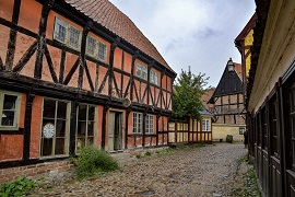 Old houses at Den Gamle By in Aarhus, Denmark