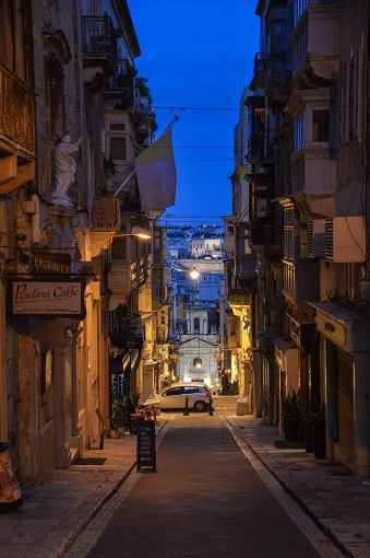 Street in Valletta at night