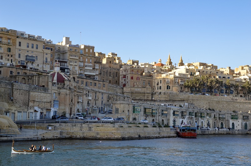 Small boat in front of Valletta 