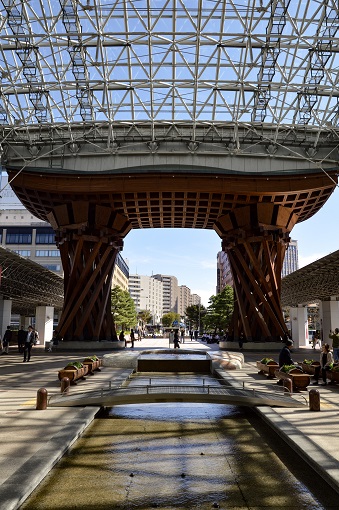 Modern entryway outside Kanazawa Station