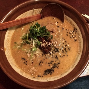 Bowl of sesame-based ramen from Hanada, one of our recommendations for cheap eats in Tokyo