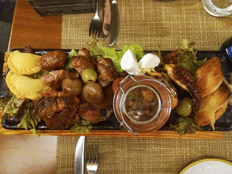 Platter of Maltese foods from Aaron's Kitchen, one of our favorite Valletta restaurants