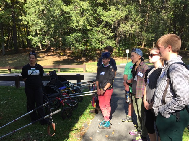 Students participating in accessible outdoor program volunteer training