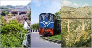 3 pictures of scenic train rides