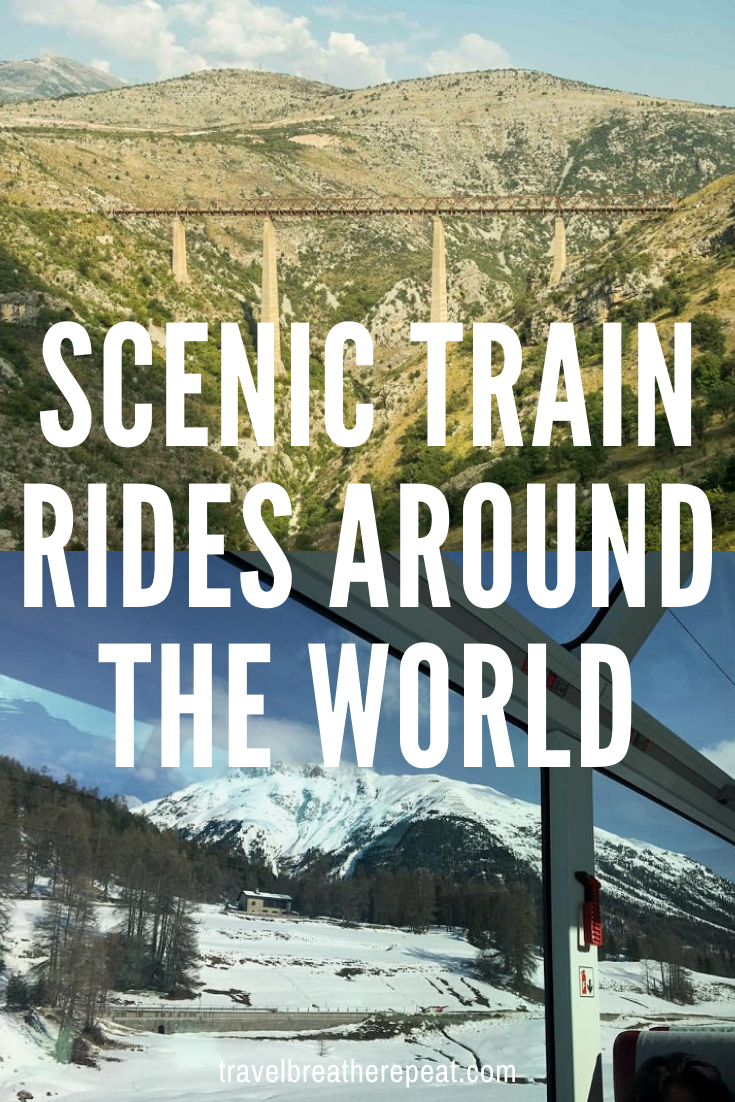 13 scenic train rides around the world including beautiful train rides in Europe, India, and beyond #traintravel #travelinspiration #europetravel #indiatravel