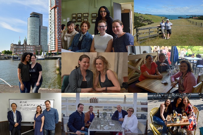 Collage of Sarah with a whole bunch of other women with LAM around the world